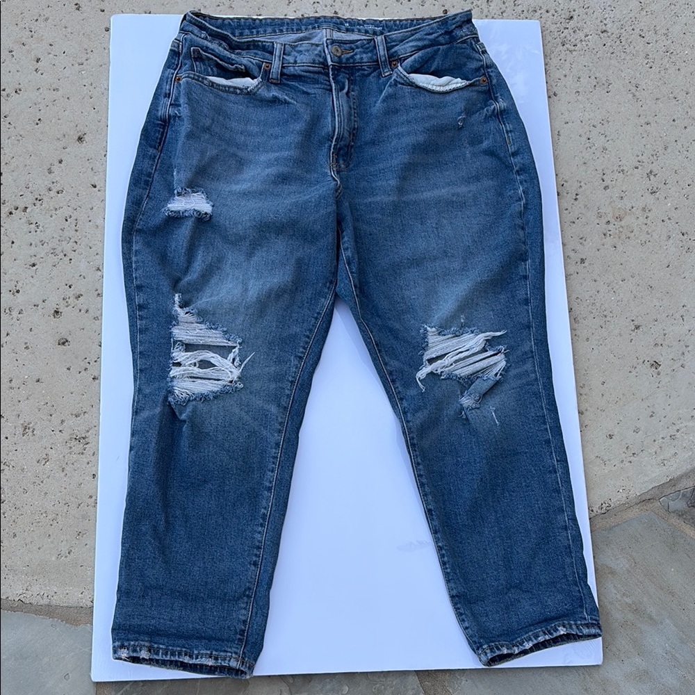Old Navy High Rise OG Straight 14P Distressed Jeans